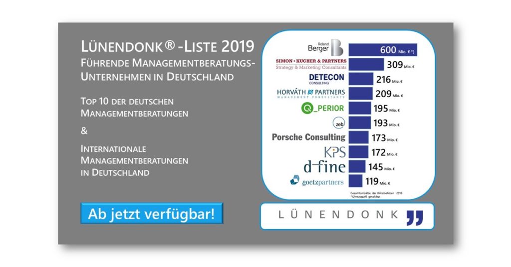 Lünendonk-Liste 2019: Managementberatung in Deutschland - Top 10