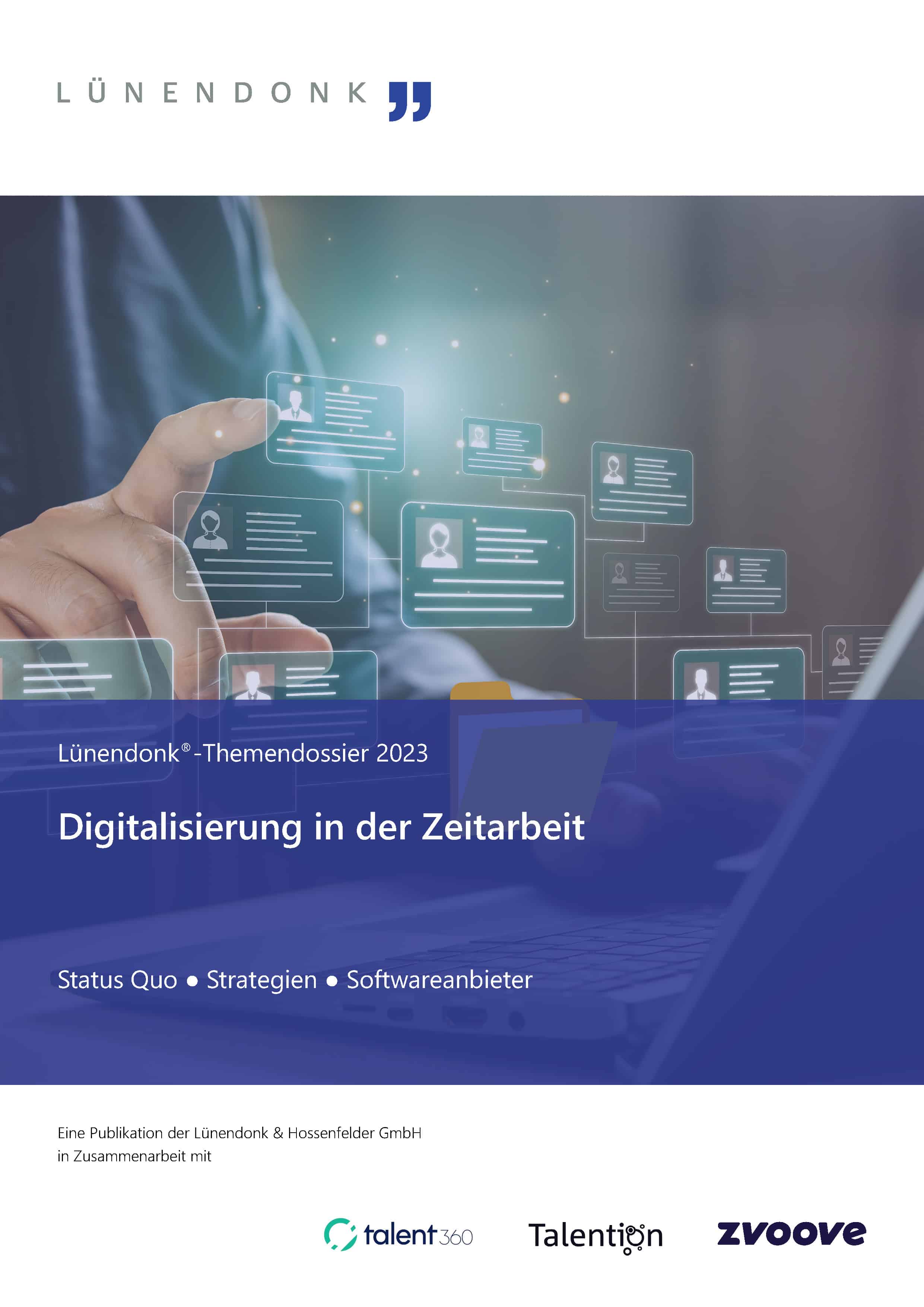 Lünendonk-Themendossier 2023: "Digitalisierung in der Zeitarbeit". Erfahren Sie mehr zum Status quo der Digitalisierung in der Zeitarbeitsbranche, zu Digitalisierungsstrategien und den meistbekannten Softwarelösungen!