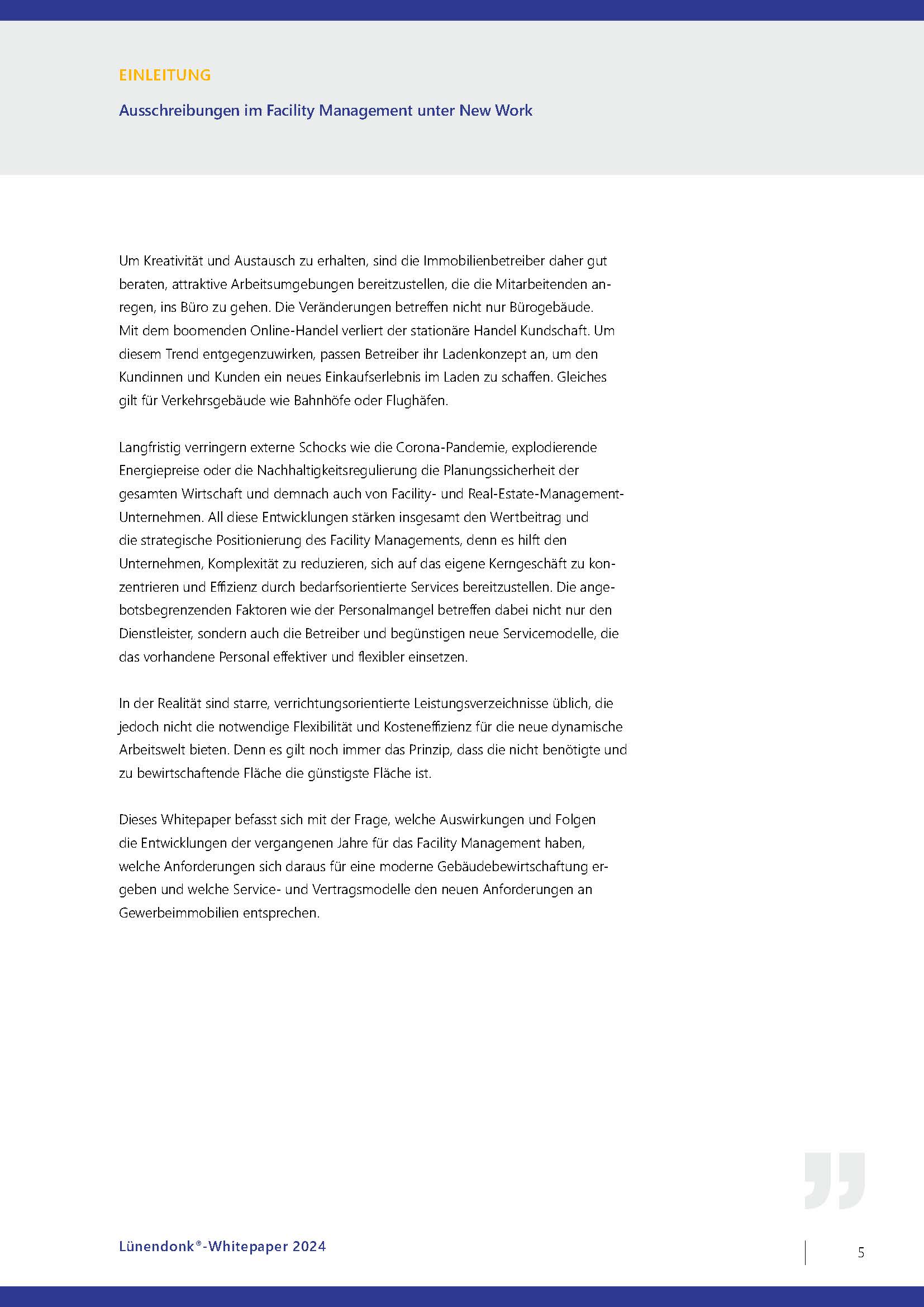 Blick in die Studie: Ausschreibungen im Facility Management unter New Work - Herausforderungen, Strategien und aktuelle Modelle bei der Vergabe von FM-Dienstleistungen