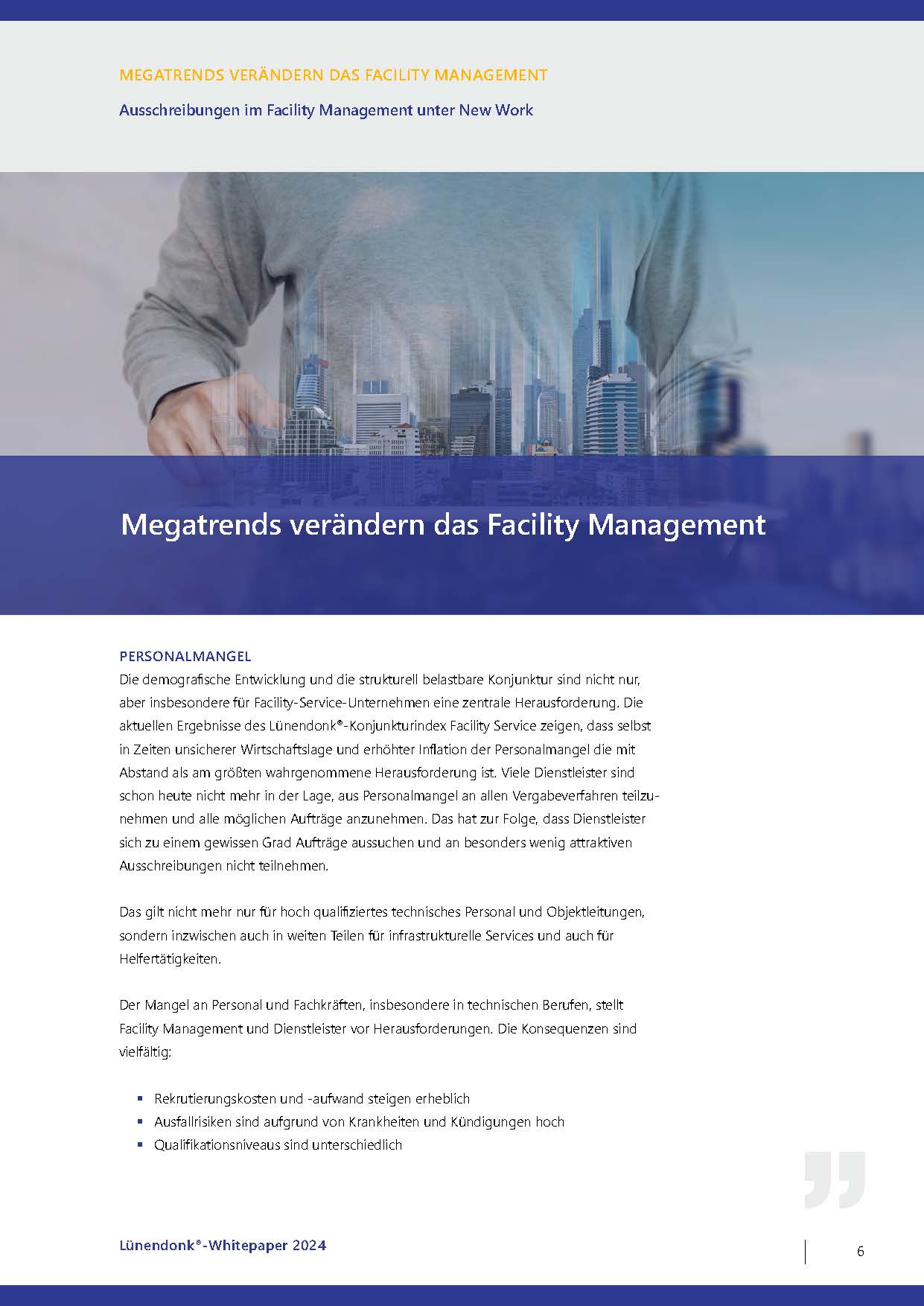 Blick in die Studie: Ausschreibungen im Facility Management unter New Work - Herausforderungen, Strategien und aktuelle Modelle bei der Vergabe von FM-Dienstleistungen