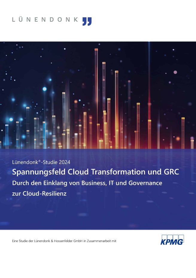 Erfahren Sie in der Lünendonk-Studie 2024 "Spannungsfeld Cloud & GRC – Durch den Einklang von Business, IT und Governance zur Cloud-Resilienz", wie Finanzdienstleister mit den steigenden GRC-Anforderungen (Governance, Risk, Compliance) in Folge der Cloud Transformation umgehen!