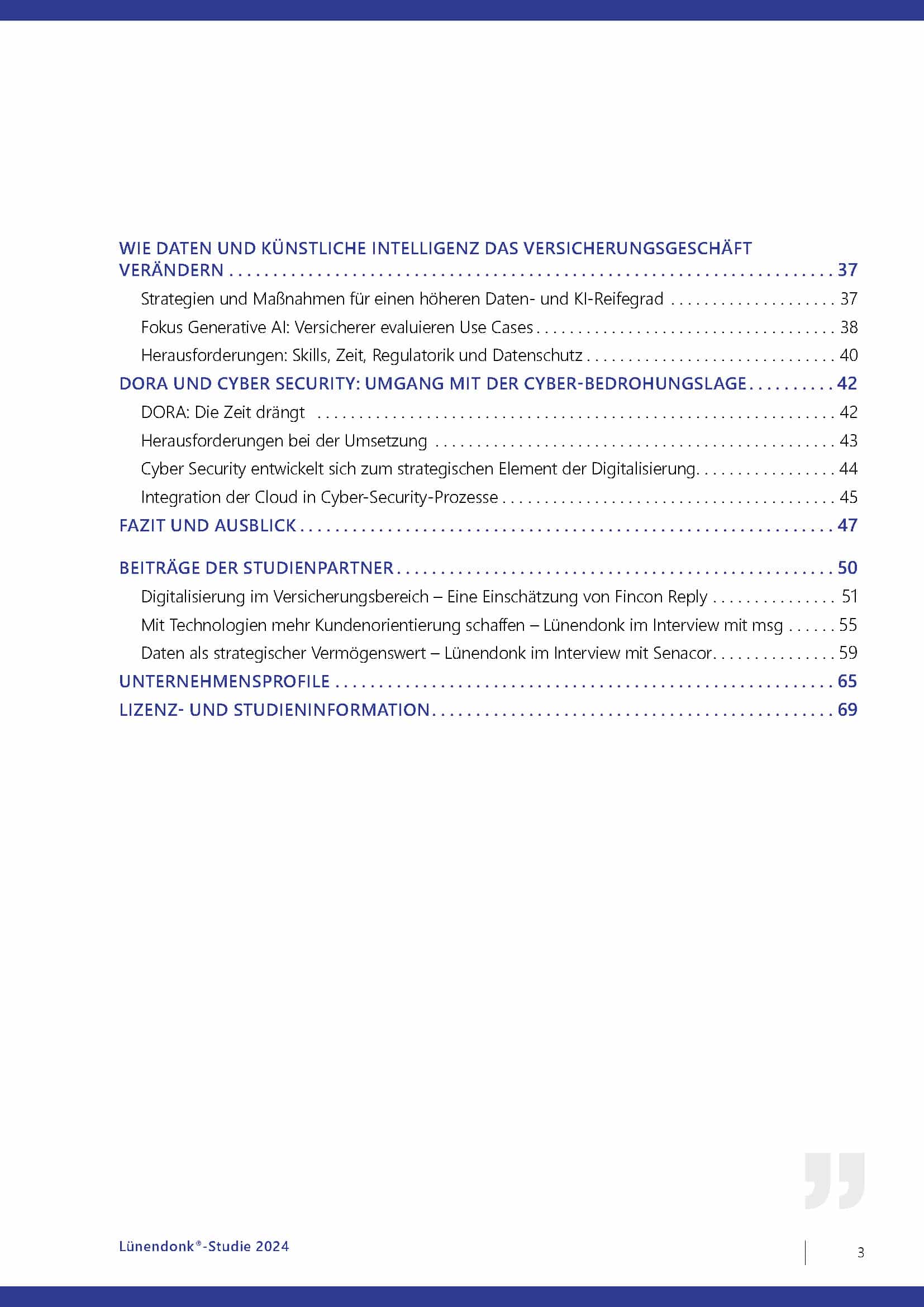 Inhaltsverzeichnis: Digital Outlook: Insurance - Wie Versicherungen die digitale Transformation erfolgreich meistern