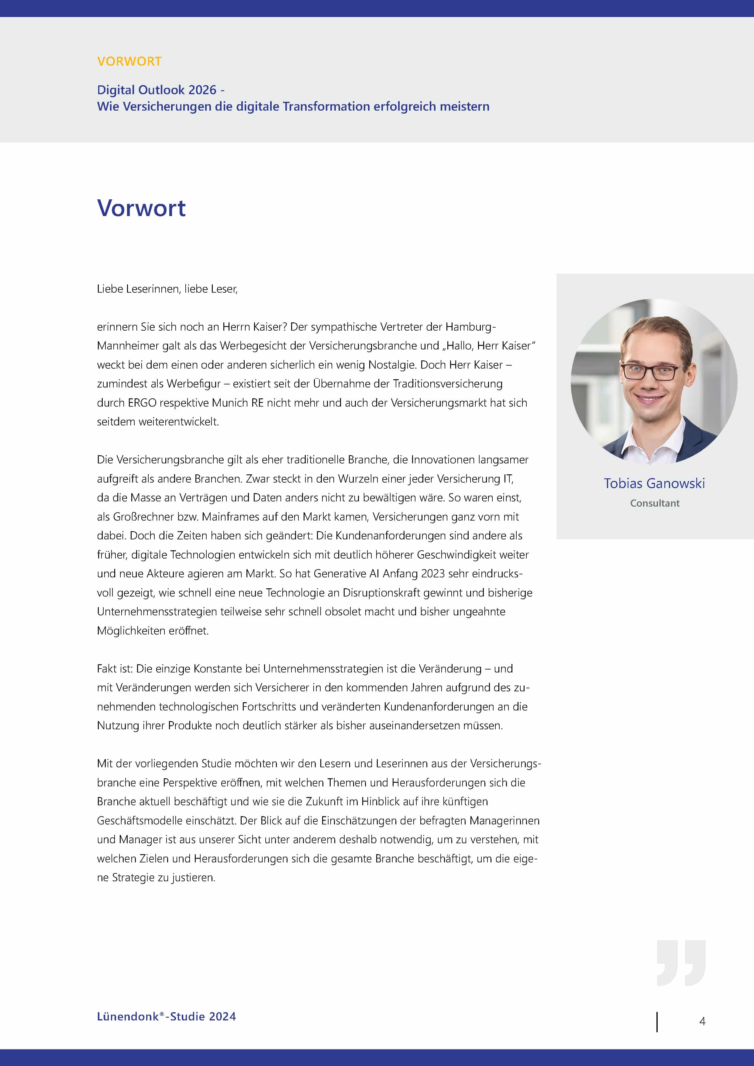 Vorwort: Digital Outlook: Insurance - Wie Versicherungen die digitale Transformation erfolgreich meistern