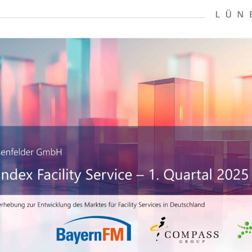 Im Lünendonk Konjunkturindex Facility Service erfahren Sie viermal im Jahr aktuelle Zahlen, Daten und Fakten zur Entwicklung des Facility-Service-Marktes. Durch die Teilnahme von rund 30 Gebäudedienstleistern zeichnet die aktuelle Erhebung ein qualifiziertes Stimmungsbild der Branche angesichts folgender aktueller Themen und Kennzahlen.