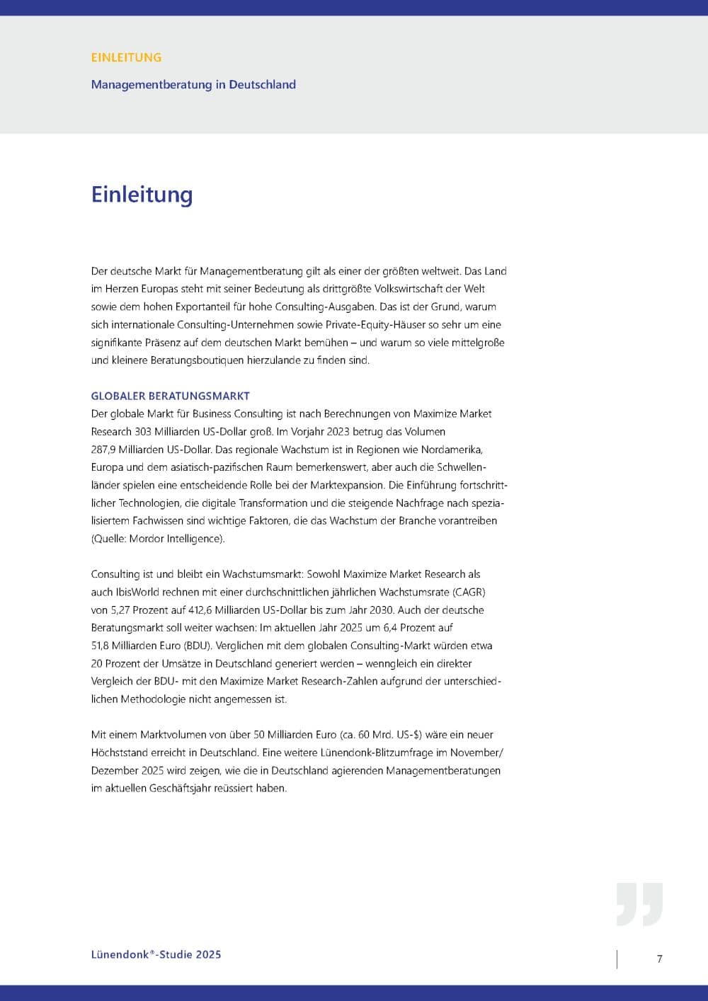 Seiten aus Lünendonk-Studie 2025 Managementberatung in Deutschland
