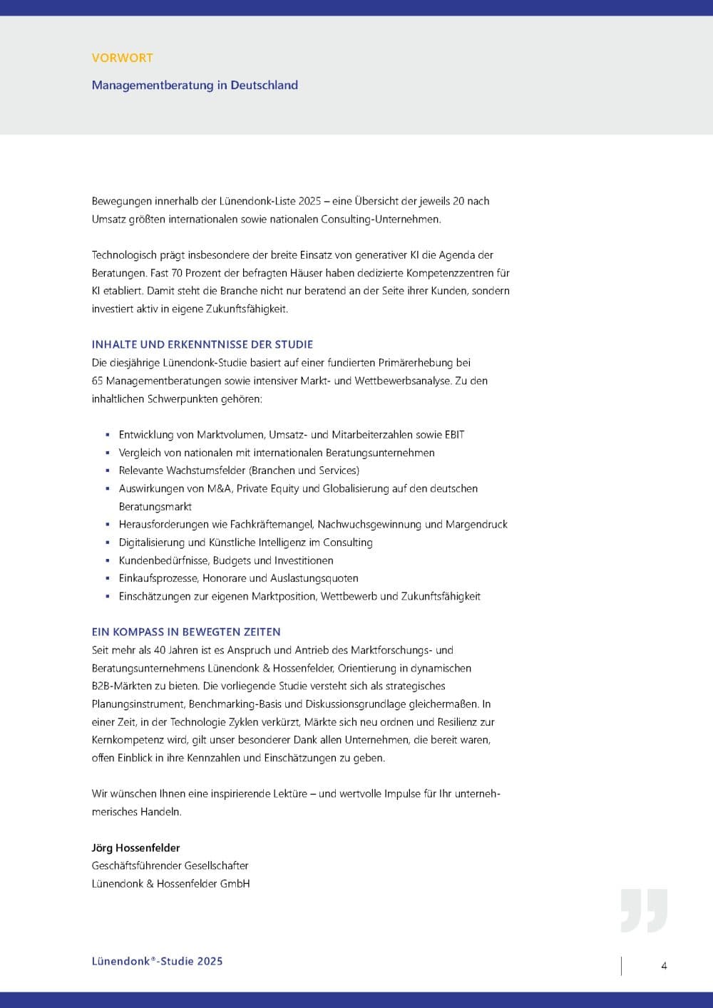 Seiten aus Lünendonk-Studie 2025 Managementberatung in Deutschland