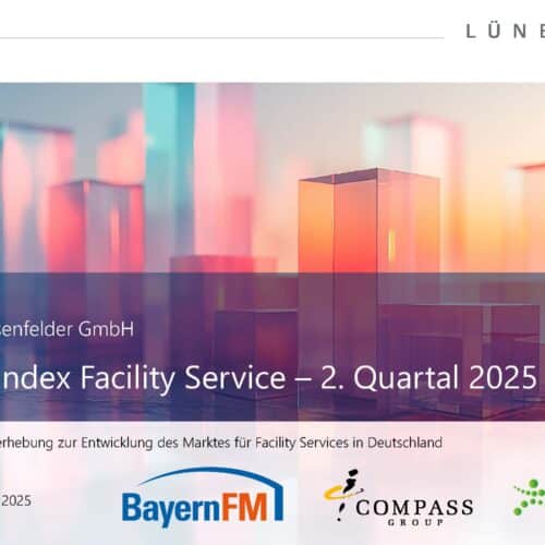 Im Lünendonk Konjunkturindex Facility Service erfahren Sie viermal im Jahr aktuelle Zahlen, Daten und Fakten zur Entwicklung des Facility-Service-Marktes. Durch die Teilnahme von rund 30 Gebäudedienstleistern zeichnet die aktuelle Erhebung ein qualifiziertes Stimmungsbild der Branche angesichts folgender aktueller Themen und Kennzahlen.