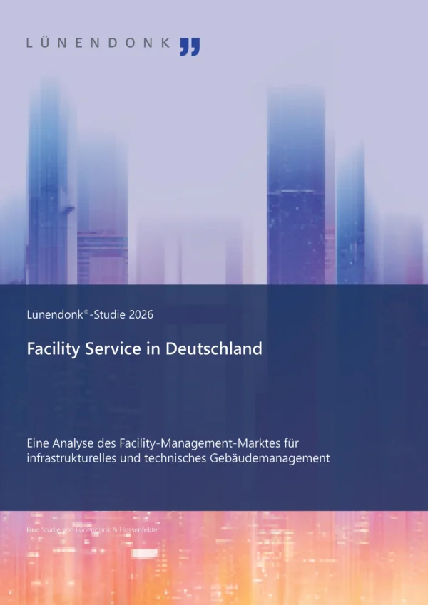 LUE_FS_DE_Studie_2026_Cover_f Titelbild der Lünendonk®-Studie 2026 „Facility Service in Deutschland" – Eine Analyse des Facility-Management-Marktes für infrastrukturelles und technisches Gebäudemanagement. Herausgegeben von Lünendonk & Hossenfelder.